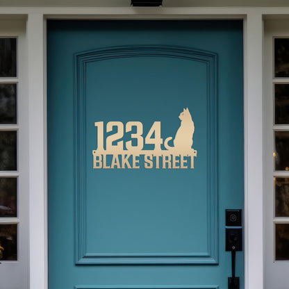 Custom Cat House Numbers Plaque - Charming Address Sign for Cat Lovers - Personalized Front Porch Decor - Cute Address Number & Street Name
