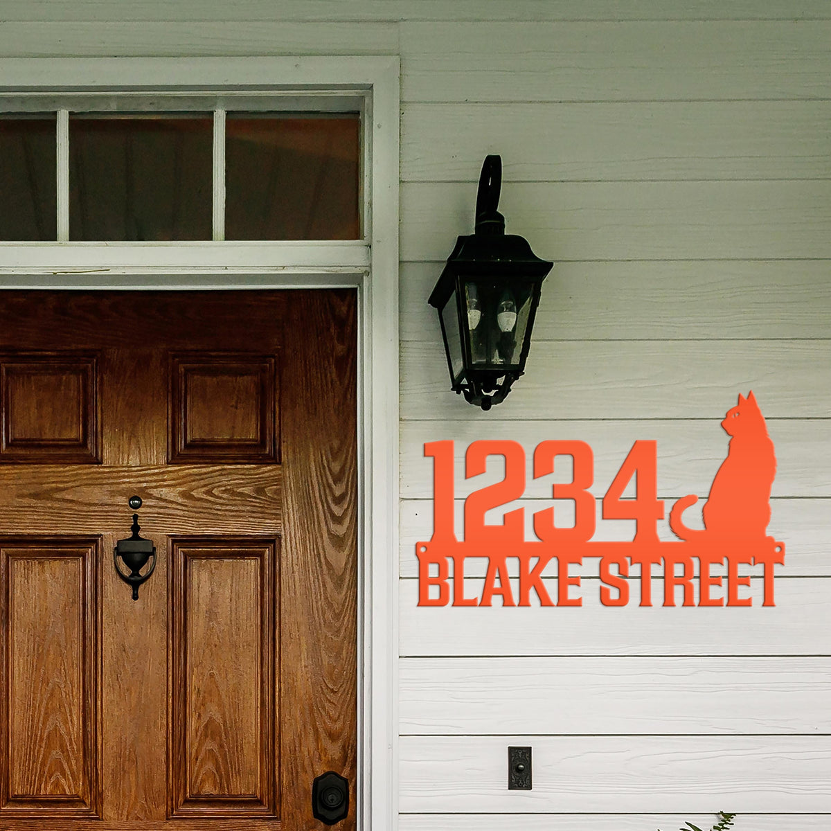 Custom Cat House Numbers Plaque - Charming Address Sign for Cat Lovers - Personalized Front Porch Decor - Cute Address Number & Street Name