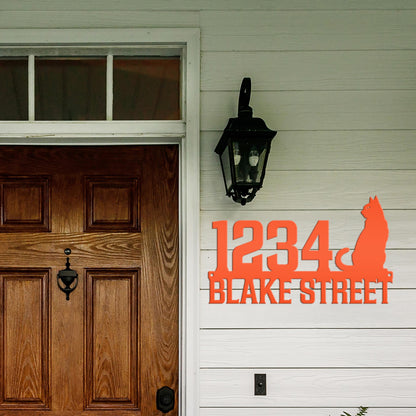 Custom Cat House Numbers Plaque - Charming Address Sign for Cat Lovers - Personalized Front Porch Decor - Cute Address Number & Street Name