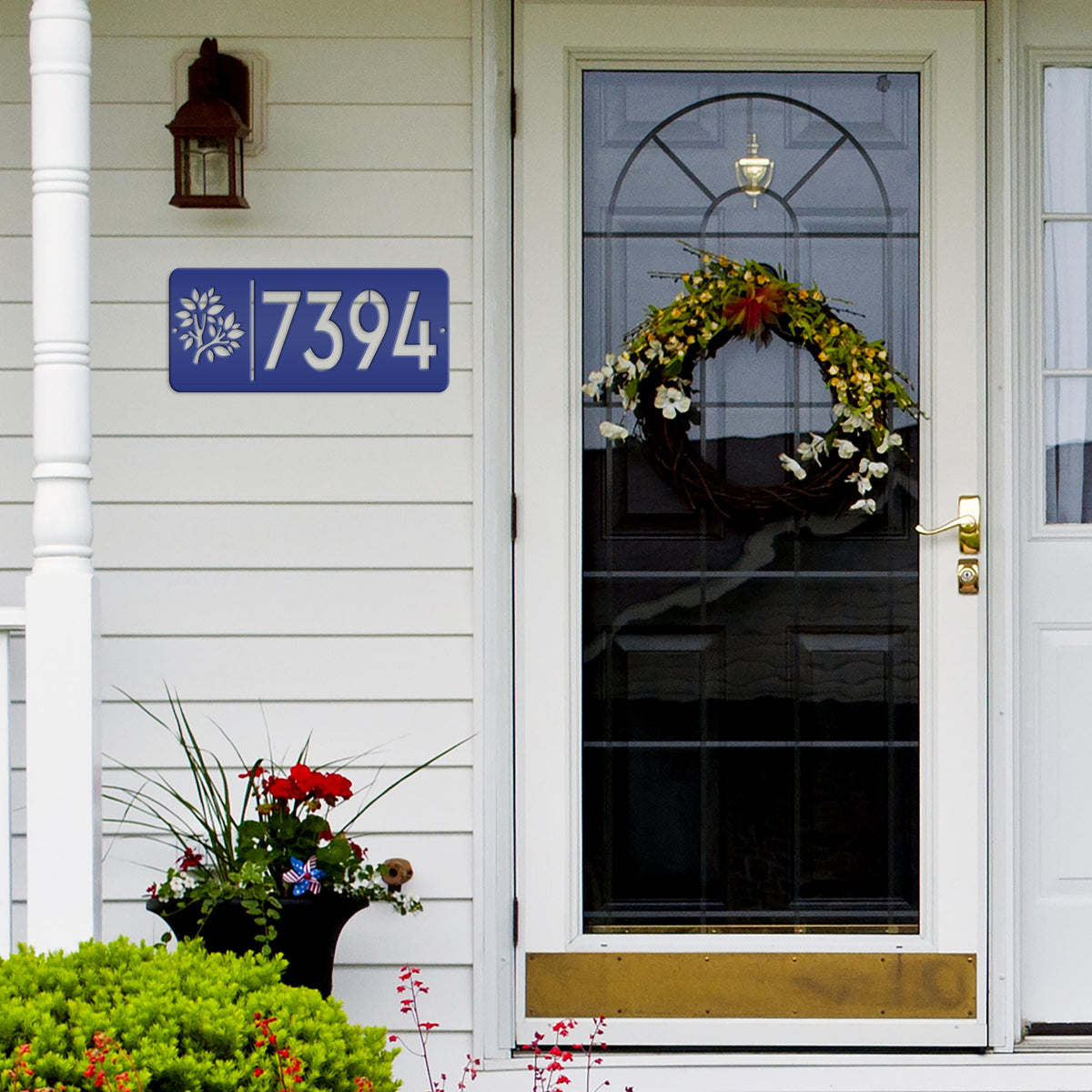 Rectangle Custom Address Sign with Flowers