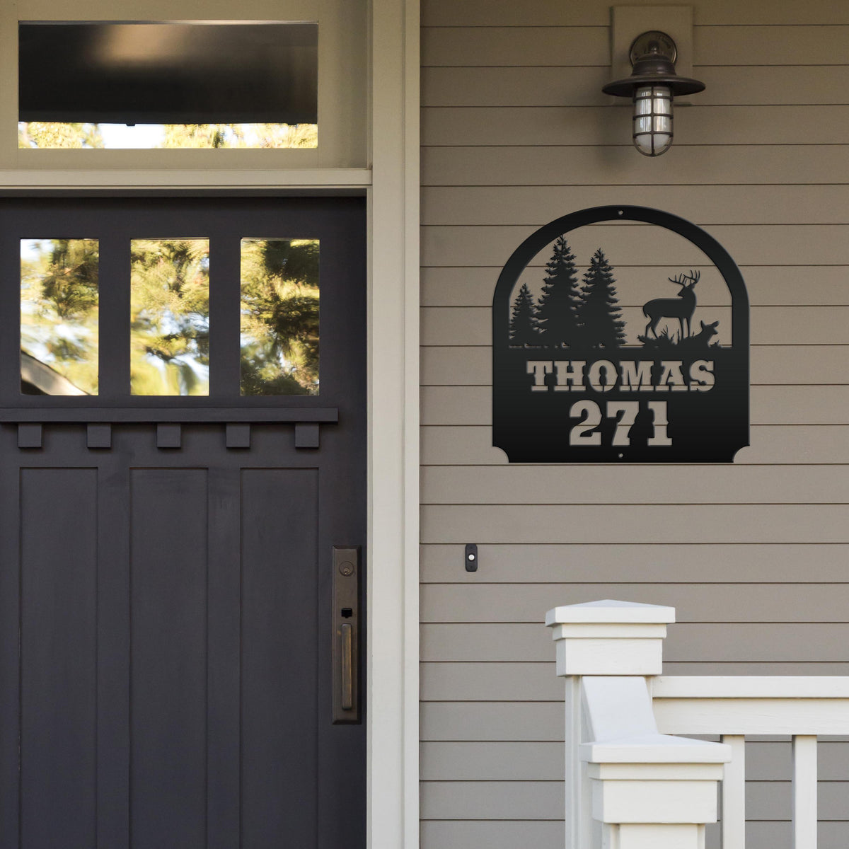 Deer Scene Address Sign, Last name Address Sign, Forest Scene Address Sign