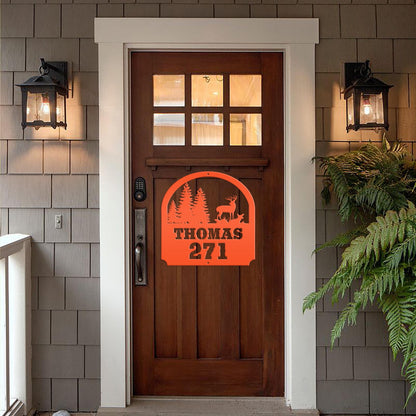 Deer Scene Address Sign, Last name Address Sign, Forest Scene Address Sign