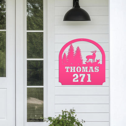 Deer Scene Address Sign, Last name Address Sign, Forest Scene Address Sign