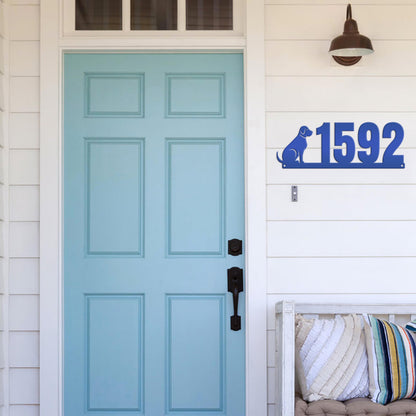 Custom Dog Silhouette Metal Address Plaque - Outdoor House Numbers - Puppy Personalized Sign - Housewarming Gift - Unique Front Porch Decor