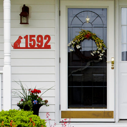 Custom Dog Silhouette Metal Address Plaque - Outdoor House Numbers - Puppy Personalized Sign - Housewarming Gift - Unique Front Porch Decor
