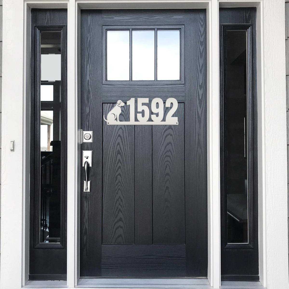 Custom Dog Silhouette Metal Address Plaque - Outdoor House Numbers - Puppy Personalized Sign - Housewarming Gift - Unique Front Porch Decor