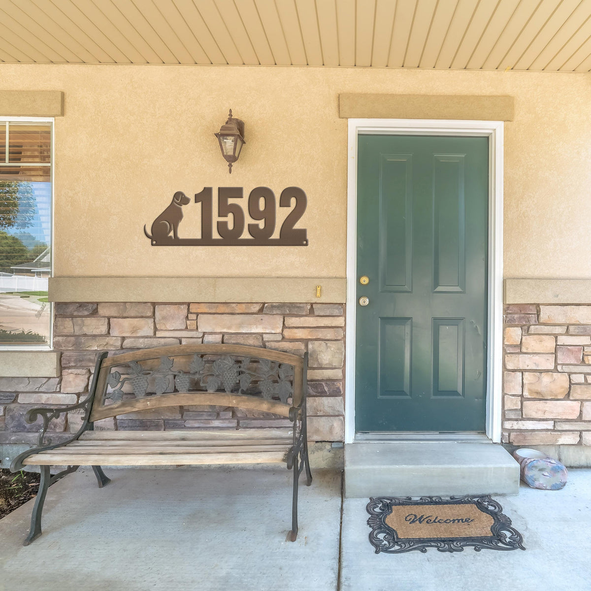 Custom Dog Silhouette Metal Address Plaque - Outdoor House Numbers - Puppy Personalized Sign - Housewarming Gift - Unique Front Porch Decor