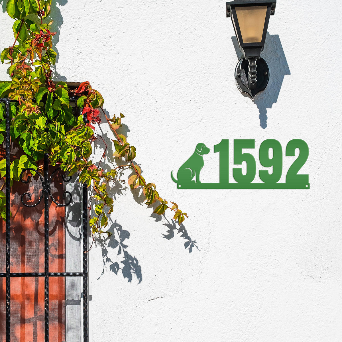 Custom Dog Silhouette Metal Address Plaque - Outdoor House Numbers - Puppy Personalized Sign - Housewarming Gift - Unique Front Porch Decor