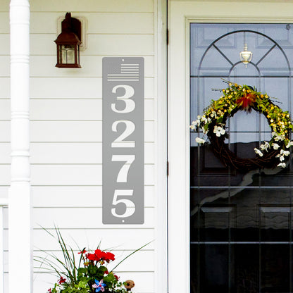 Patriotic House Numbers Metal Sign - Flag Address Sign
