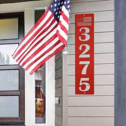 Patriotic House Numbers Metal Sign - Flag Address Sign
