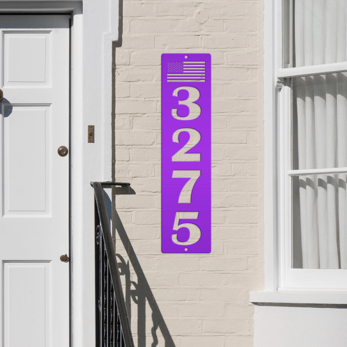 Patriotic House Numbers Metal Sign - Flag Address Sign