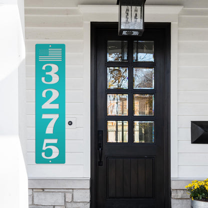 Patriotic House Numbers Metal Sign - Flag Address Sign