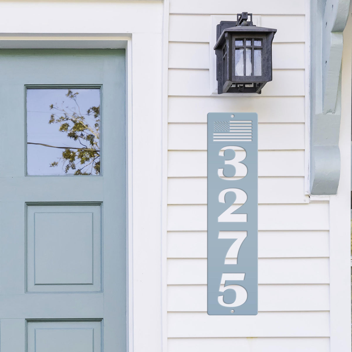 Patriotic House Numbers Metal Sign - Flag Address Sign