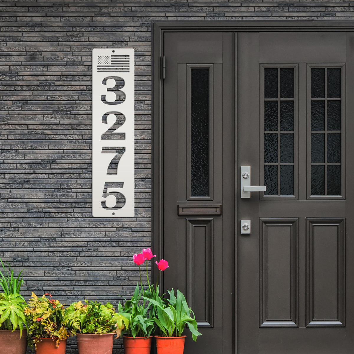 Patriotic House Numbers Metal Sign - Flag Address Sign
