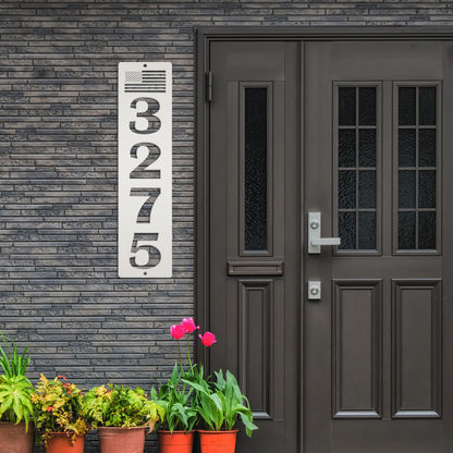 Patriotic House Numbers Metal Sign - Flag Address Sign