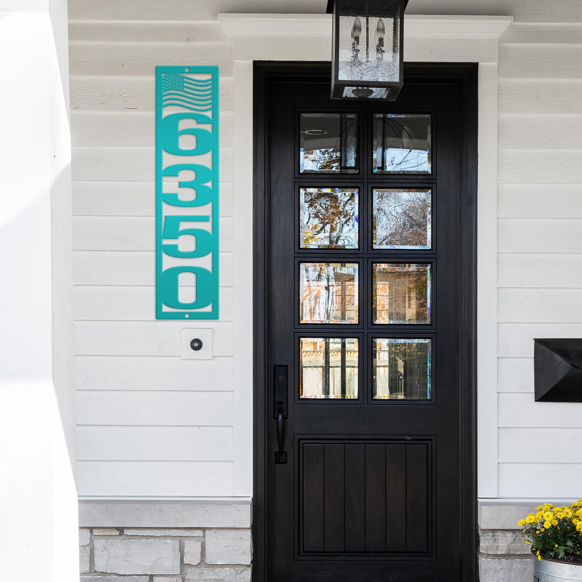 Patriotic Address Sign, Metal Flag Address Sign, Outdoor Address Sign, Powder Coated House Numbers