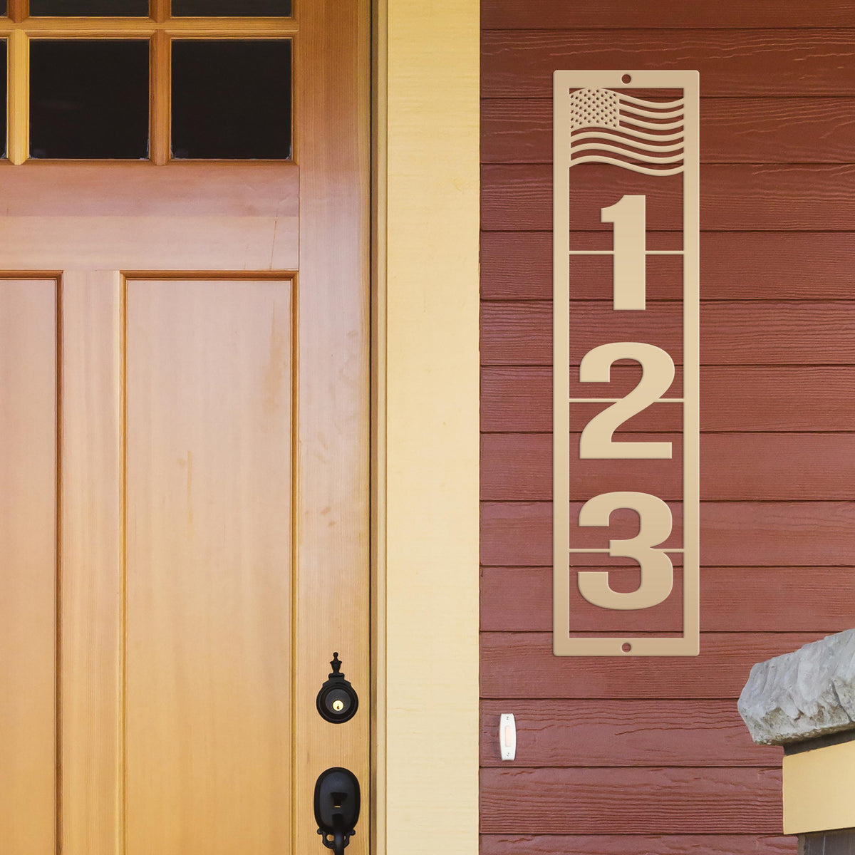 Patriotic Address Sign, Metal Flag Address Sign, Outdoor Address Sign, Powder Coated House Numbers
