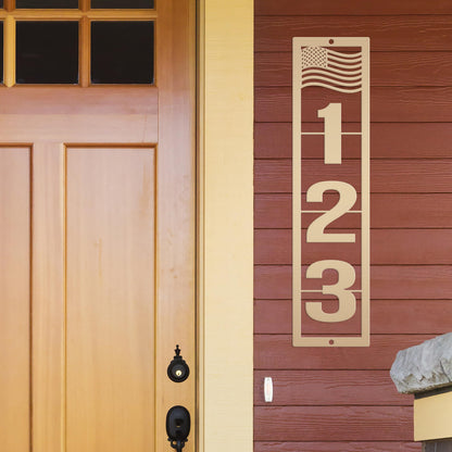 Patriotic Address Sign, Metal Flag Address Sign, Outdoor Address Sign, Powder Coated House Numbers