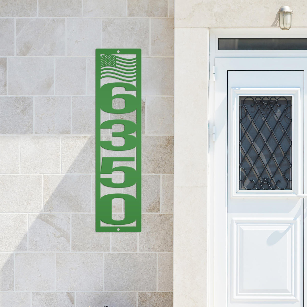 Patriotic Address Sign, Metal Flag Address Sign, Outdoor Address Sign, Powder Coated House Numbers