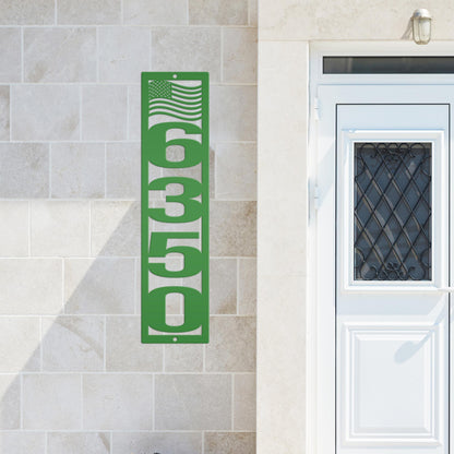 Patriotic Address Sign, Metal Flag Address Sign, Outdoor Address Sign, Powder Coated House Numbers