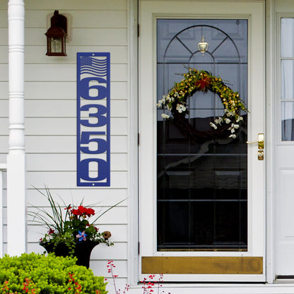 Patriotic Address Sign, Metal Flag Address Sign, Outdoor Address Sign, Powder Coated House Numbers