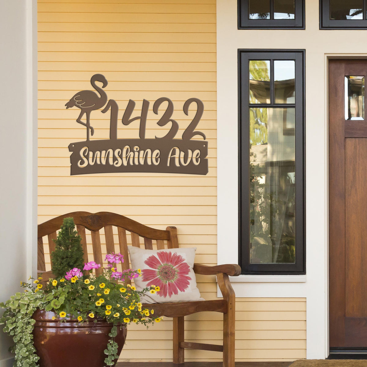 Personalized Flamingo Address Metal Sign