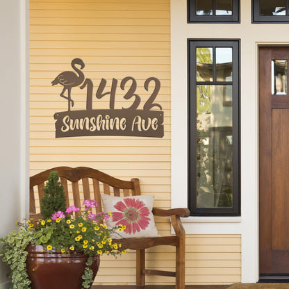 Personalized Flamingo Address Metal Sign
