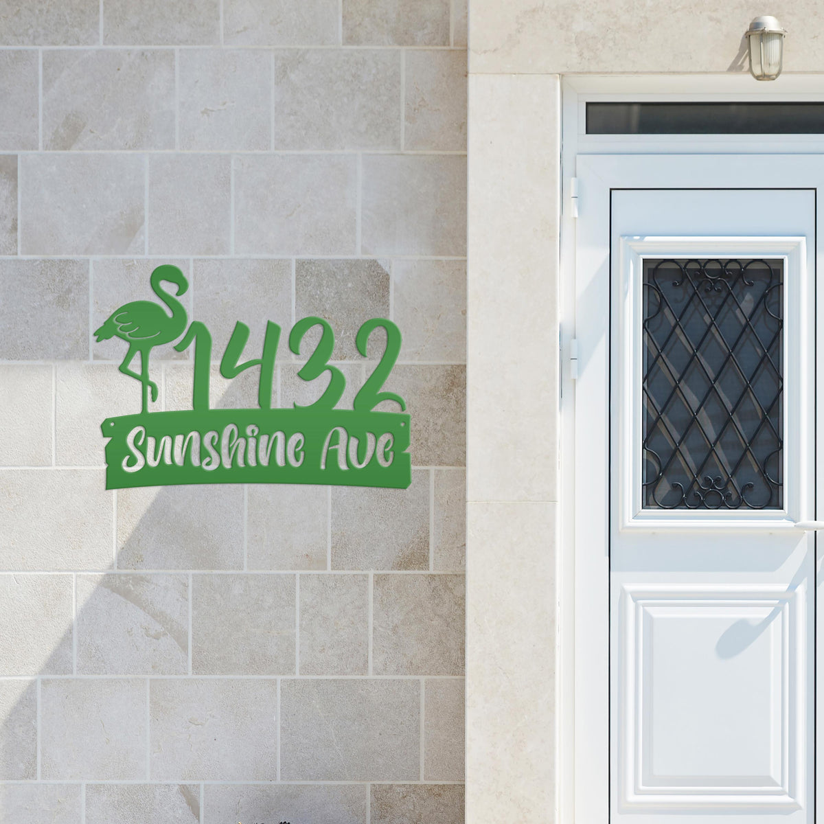 Personalized Flamingo Address Metal Sign