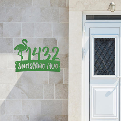 Personalized Flamingo Address Metal Sign