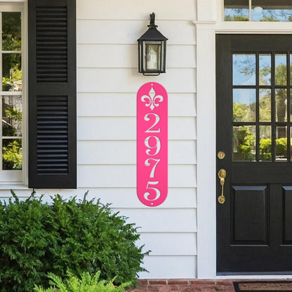 Elegant Fleur-De-Lis Custom Metal Address Plaque - French Design Home Decor - Mardi Gras Theme House Numbers - Charming Housewarming Gifts