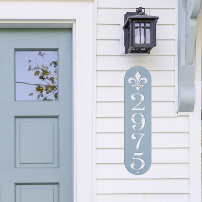 Elegant Fleur-De-Lis Custom Metal Address Plaque - French Design Home Decor - Mardi Gras Theme House Numbers - Charming Housewarming Gifts