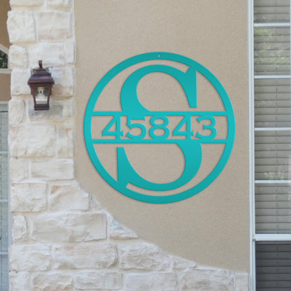 Custom Round Monogram Housee Number Metal Sign