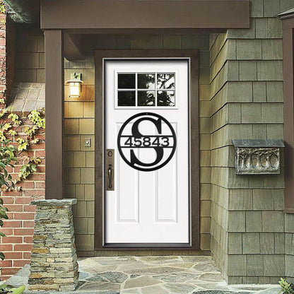 Custom Round Monogram Housee Number Metal Sign