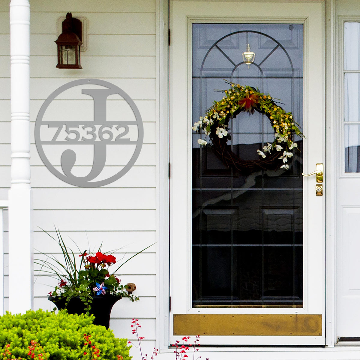 Custom Round Monogram Housee Number Metal Sign