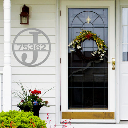 Custom Round Monogram Housee Number Metal Sign