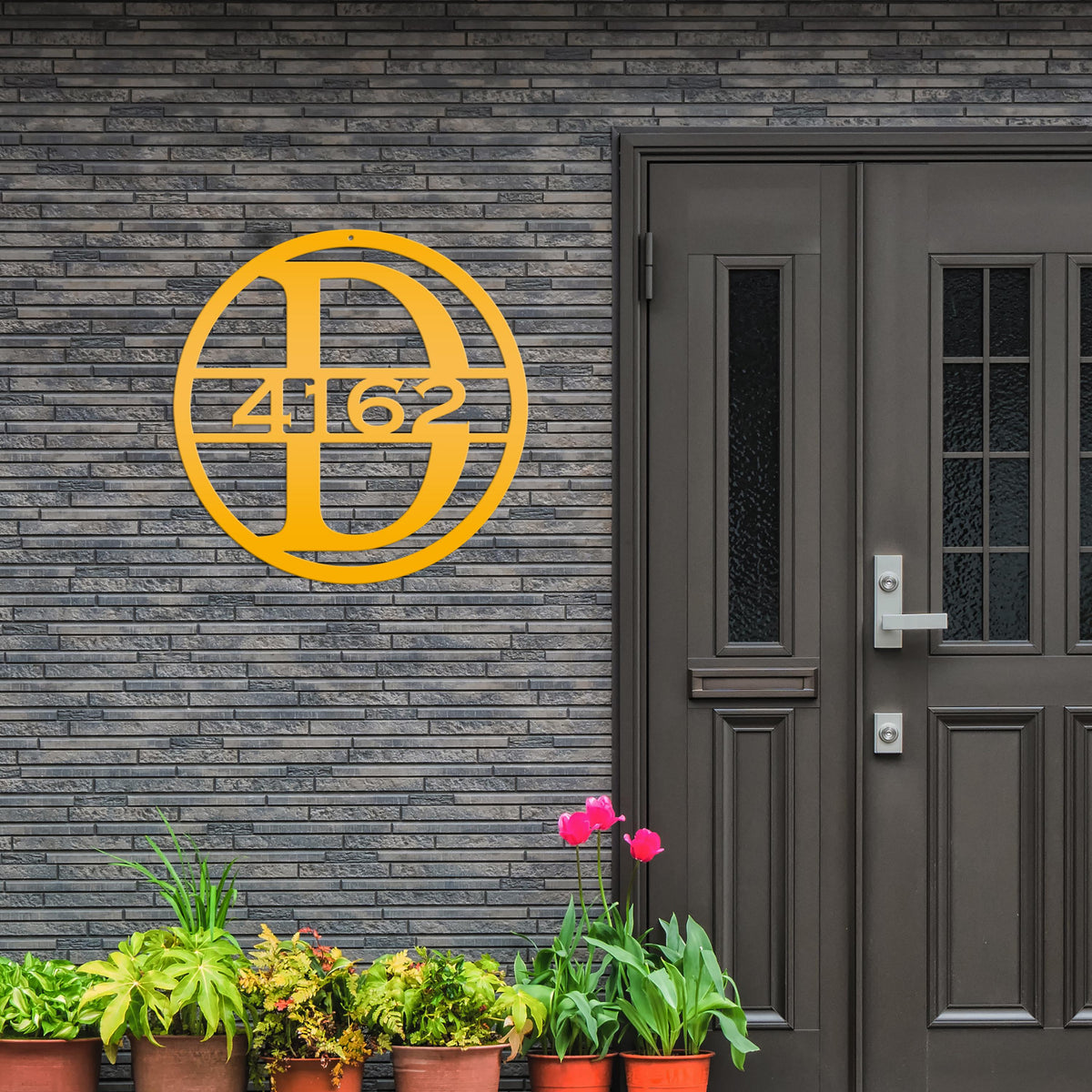 Custom Round Monogram Housee Number Metal Sign