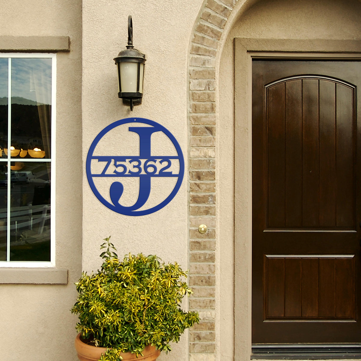Custom Round Monogram Housee Number Metal Sign