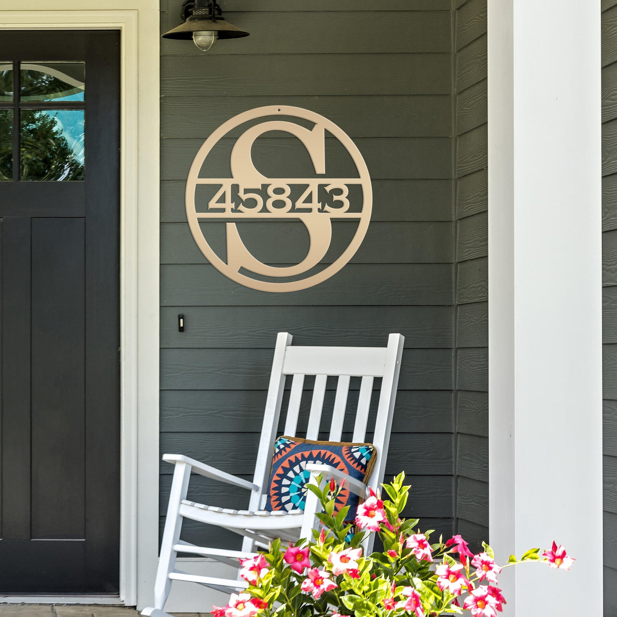 Custom Round Monogram Housee Number Metal Sign