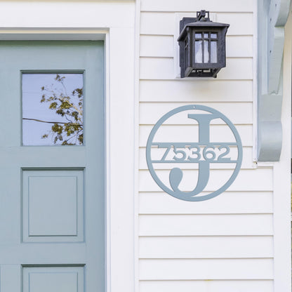 Custom Round Monogram Housee Number Metal Sign