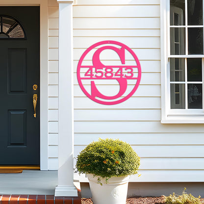 Custom Round Monogram Housee Number Metal Sign