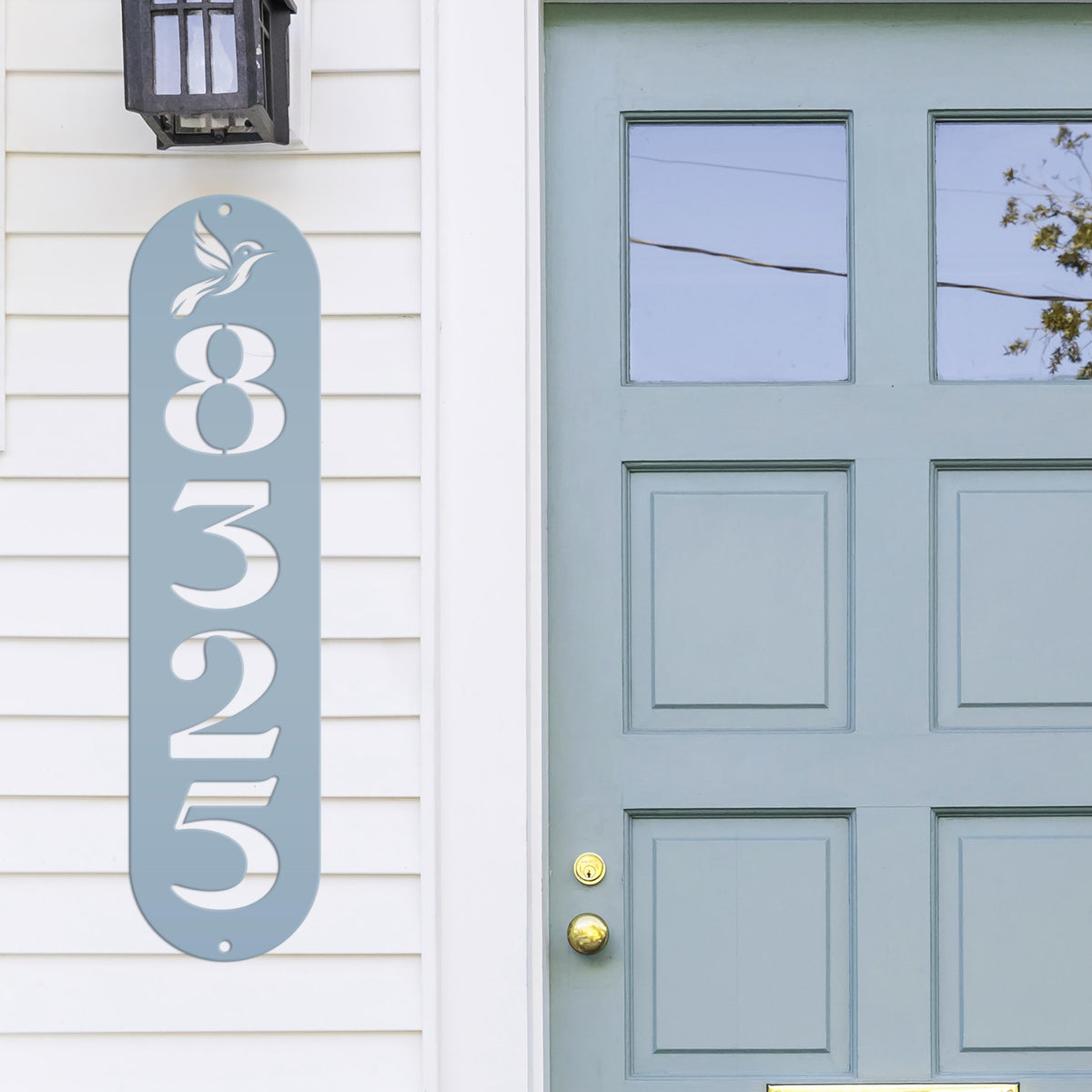 Address Sign, Metal Hummingbird House Number Display, Home Street Number Plaque, Gift for The Bird Watcher, Outdoor Mailbox Post Marker