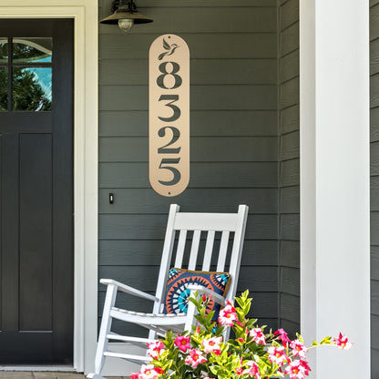 Address Sign, Metal Hummingbird House Number Display, Home Street Number Plaque, Gift for The Bird Watcher, Outdoor Mailbox Post Marker
