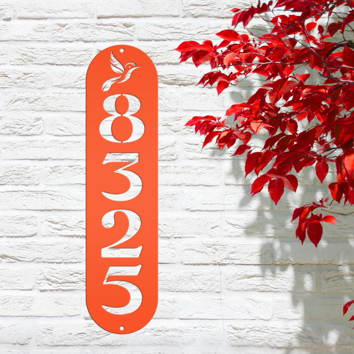 Address Sign, Metal Hummingbird House Number Display, Home Street Number Plaque, Gift for The Bird Watcher, Outdoor Mailbox Post Marker