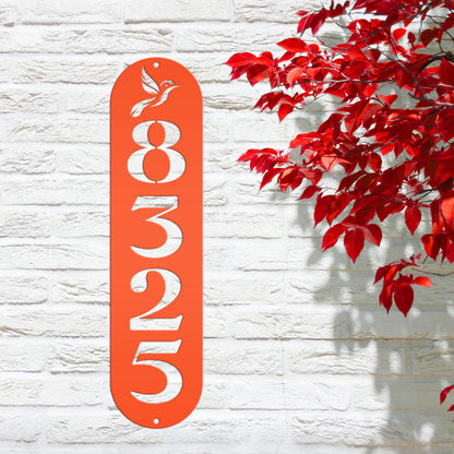 Address Sign, Metal Hummingbird House Number Display, Home Street Number Plaque, Gift for The Bird Watcher, Outdoor Mailbox Post Marker