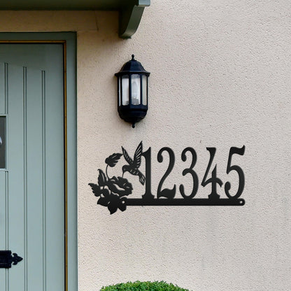 Metal Address Sign, Hummingbird Front Porch House Numbers, Outdoor Decorative Home Decor for the Bird Lover, Custom Mailbox Post Signage