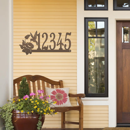 Metal Address Sign, Hummingbird Front Porch House Numbers, Outdoor Decorative Home Decor for the Bird Lover, Custom Mailbox Post Signage