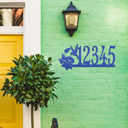 Metal Address Sign, Hummingbird Front Porch House Numbers, Outdoor Decorative Home Decor for the Bird Lover, Custom Mailbox Post Signage