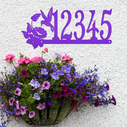 Metal Address Sign, Hummingbird Front Porch House Numbers, Outdoor Decorative Home Decor for the Bird Lover, Custom Mailbox Post Signage