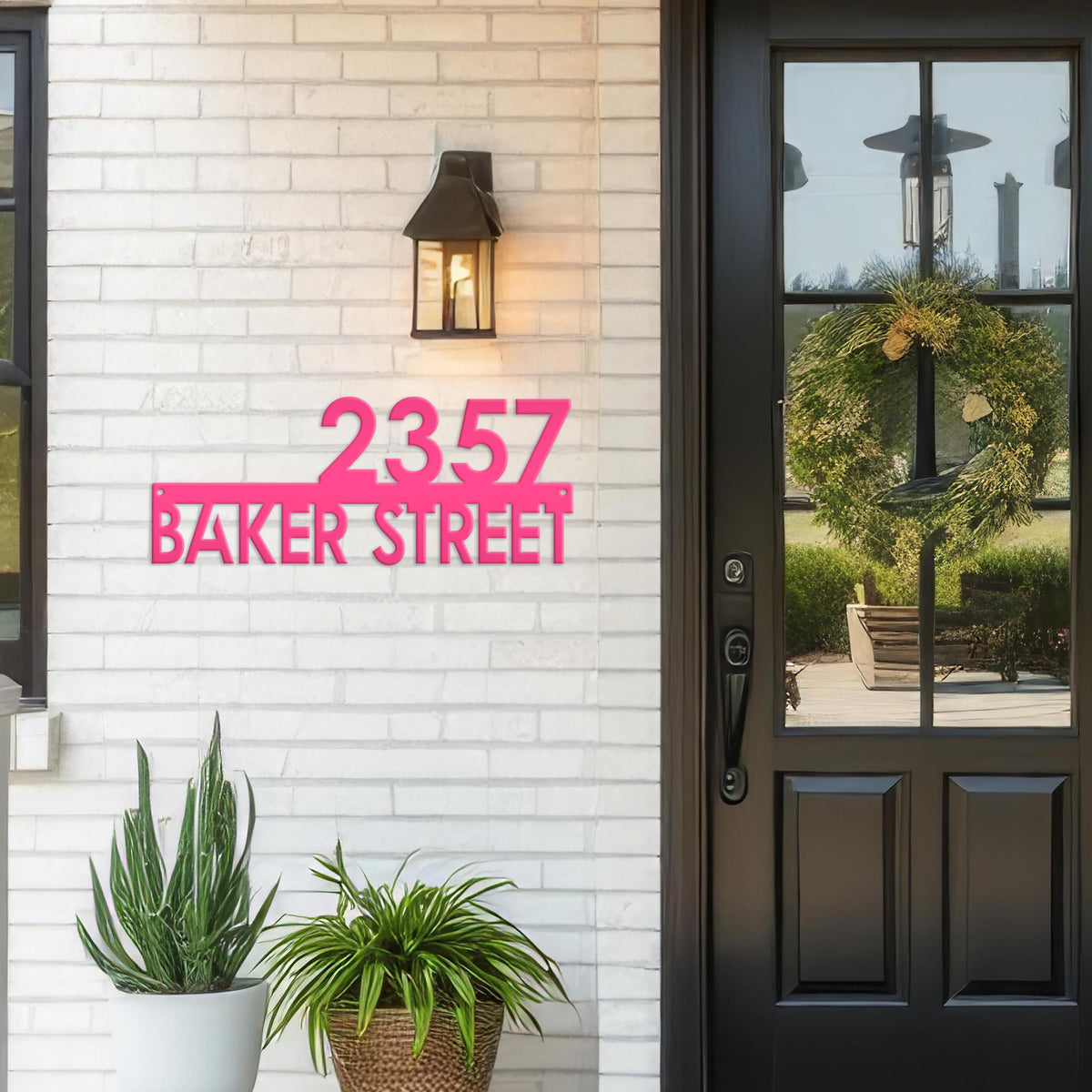 Metal Address Sign, Custom House Numbers, Front Porch Street Name Plaque, Modern Exterior Mailbox Marker, Home Decor, Art Deco Style Outdoor