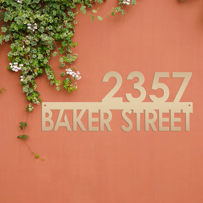 Metal Address Sign, Custom House Numbers, Front Porch Street Name Plaque, Modern Exterior Mailbox Marker, Home Decor, Art Deco Style Outdoor